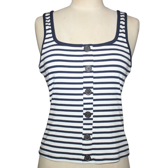 Abercrombie & Fitch Tops - ABERCROMBIE FITCH Button Front Ribbed Tank Sz L Preppy Nautical Ivy League Top
